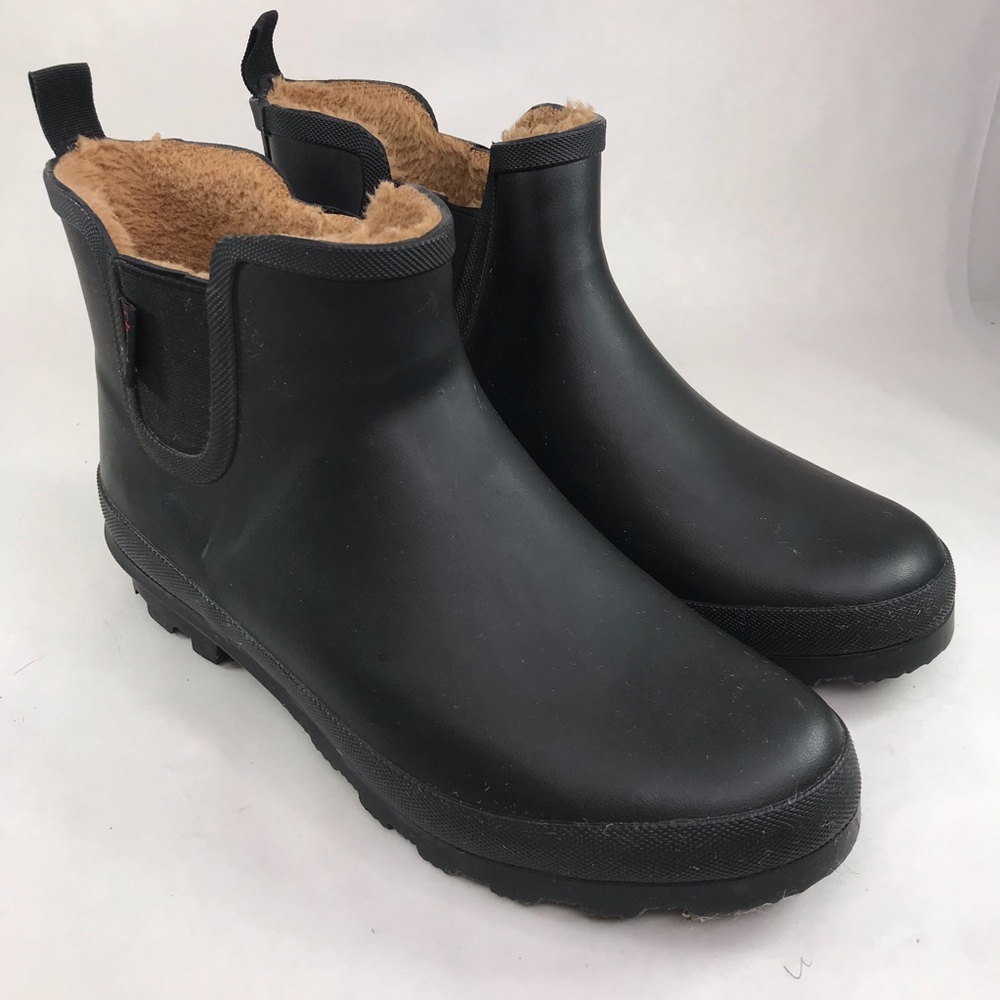 Chooka Women Size 11 Black Chelsea Rain Boots Plush Lined Waterproof